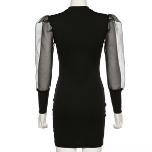 Mini haljina providnih puf rukava